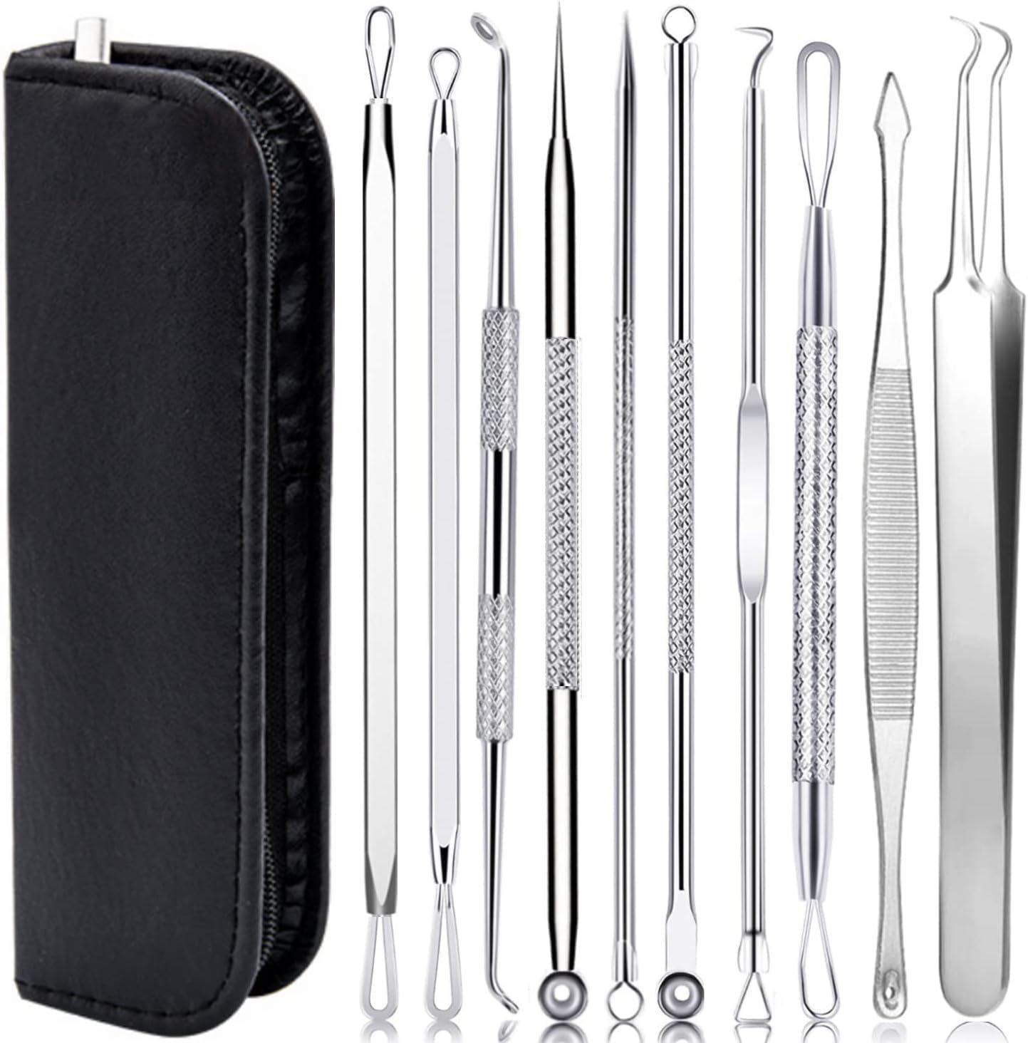 AIBEE 10 Pcs Blackhead Remover Pimple Popper Tool Kit,Comedone Extractor Tools for Acne, Blackhead,Whitehead,Pimples,Spot,Zit Removal Tool on Nose Face Skin-0