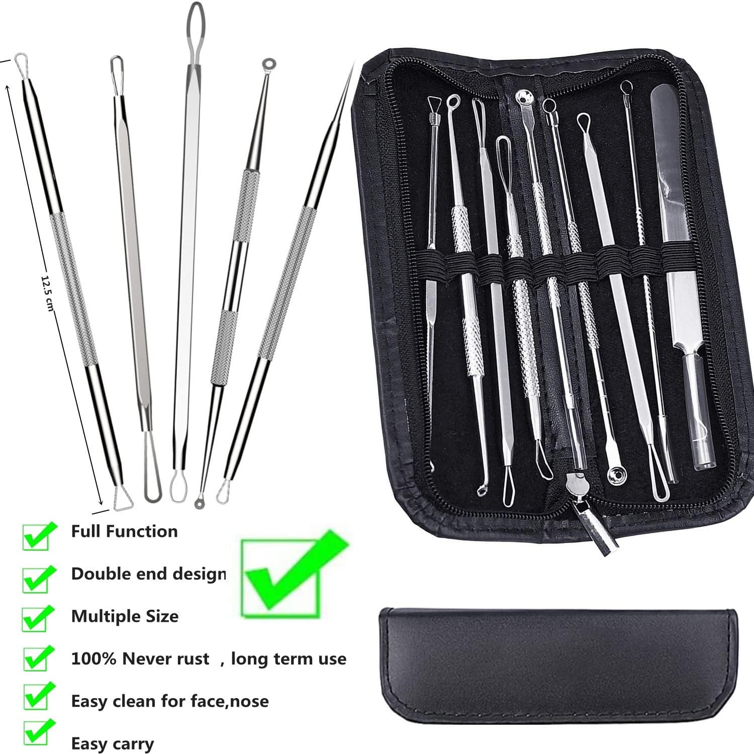 AIBEE 10 Pcs Blackhead Remover Pimple Popper Tool Kit,Comedone Extractor Tools for Acne, Blackhead,Whitehead,Pimples,Spot,Zit Removal Tool on Nose Face Skin-5