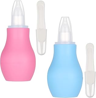 AKlamater 2 Pcs Baby Nasal Aspirator, Nasal Aspirator Newborn, Baby Nose Sucker Baby Nose Cleaner Baby Nasal Cleaner Mucus Removal for Newborns(Pink+Blue)