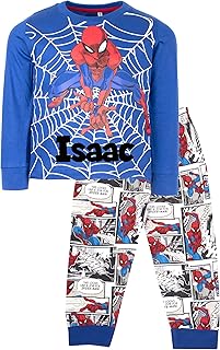 Marvel - Personalised Kids Pyjamas - Red Long Sleeve Pyjamas With Spiderman Design - 100% Cotton Sleepwear - Official Merchandise - Red & Blue