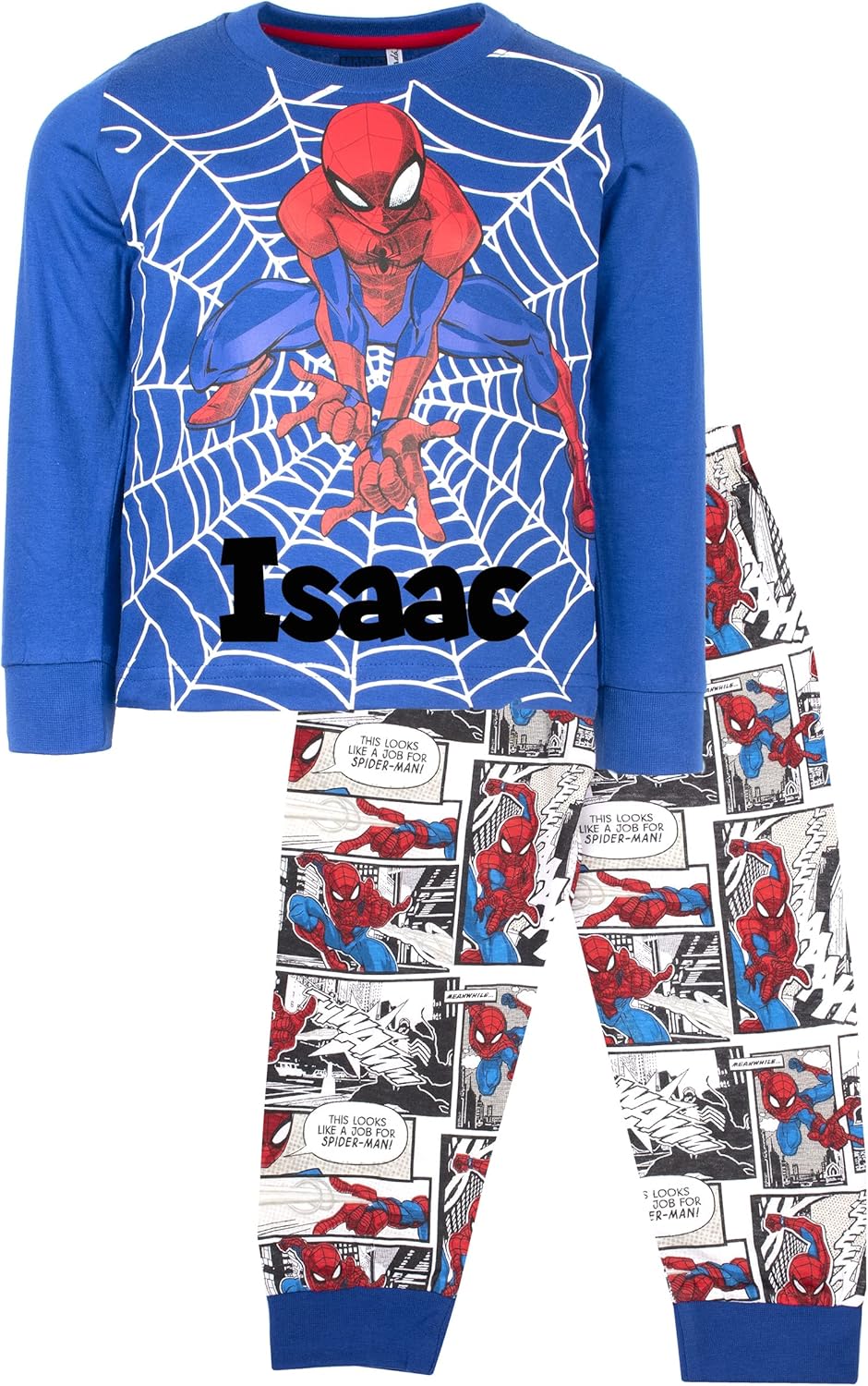 Marvel - Personalised Kids Pyjamas - Red Long Sleeve Pyjamas With Spiderman Design - 100% Cotton Sleepwear - Official Merchandise - Red & Blue-0