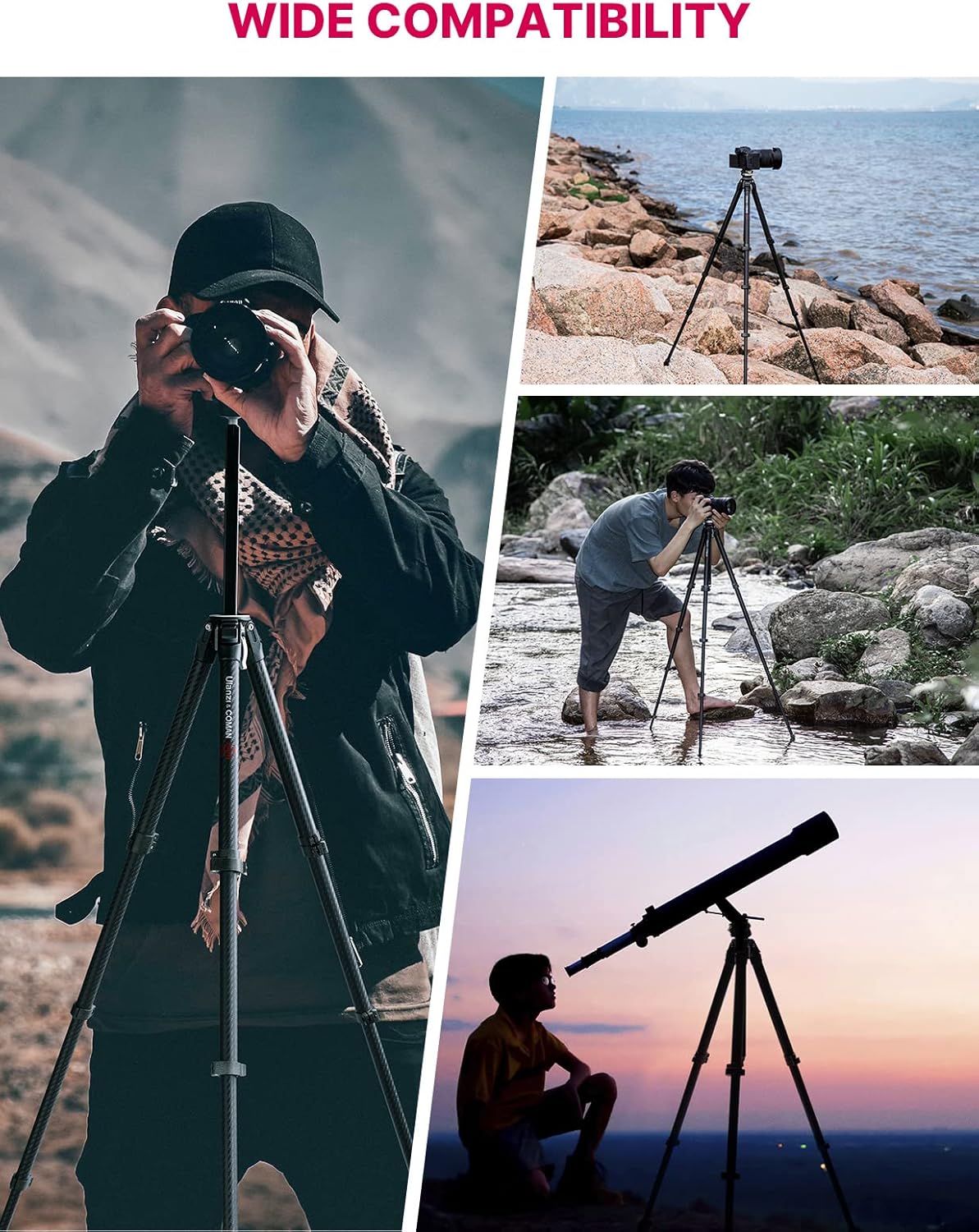 ULANZI Zero Y Travel Tripod, Camera Tripod Carbon with 360° Panorama Ball Head and Arca Quick Rlease, Photograhy Tripod with Detachable Center Column, 18kg Load Capacity for All DSRL Cameras-4