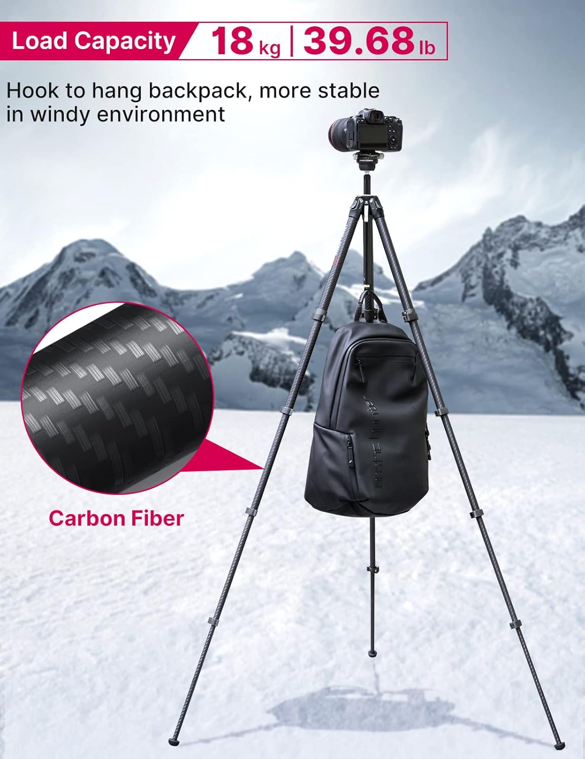 ULANZI Zero Y Travel Tripod, Camera Tripod Carbon with 360° Panorama Ball Head and Arca Quick Rlease, Photograhy Tripod with Detachable Center Column, 18kg Load Capacity for All DSRL Cameras-6