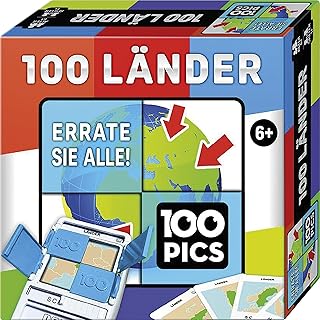 100 PICS 20208048 Quiz Game Countries, Educational Game for the Whole Family, Brainteaser, Travel Game for Adults and Children from 6 Years