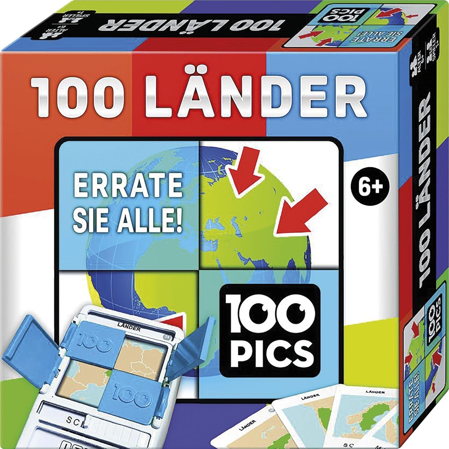 100 PICS 20208048 Quiz Game Countries, Educational Game for the Whole Family, Brainteaser, Travel Game for Adults and Children from 6 Years-0