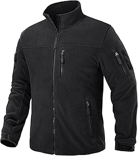 TACVASEN Men's Jacket Winter Tactical Jackets Full-Zip Fleece Jacket with Zipper Pockets