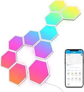 Govee Glide Hexa Light Panels, Smart Hexagon LED Wall Lights, Wi-Fi RGBIC Music Sync Lights Work with Alexa & Google Assistant for Living Room 10 Packs