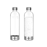 PHILIPS Carbonating Bottles, 1L Twin Pack Reusable PET Sparkling Water Bottles Compatible Sparkling Water Maker, 2 Pack