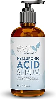 Eva Naturals Anti-Aging Hyaluronic Acid Serum For Face - Professional & Potent Hydrating Anti-Wrinkle Formula For Fine Line & Uneven Skin Tone - Contains Vitamin C, B, & E, Paraben Free (240 ml)