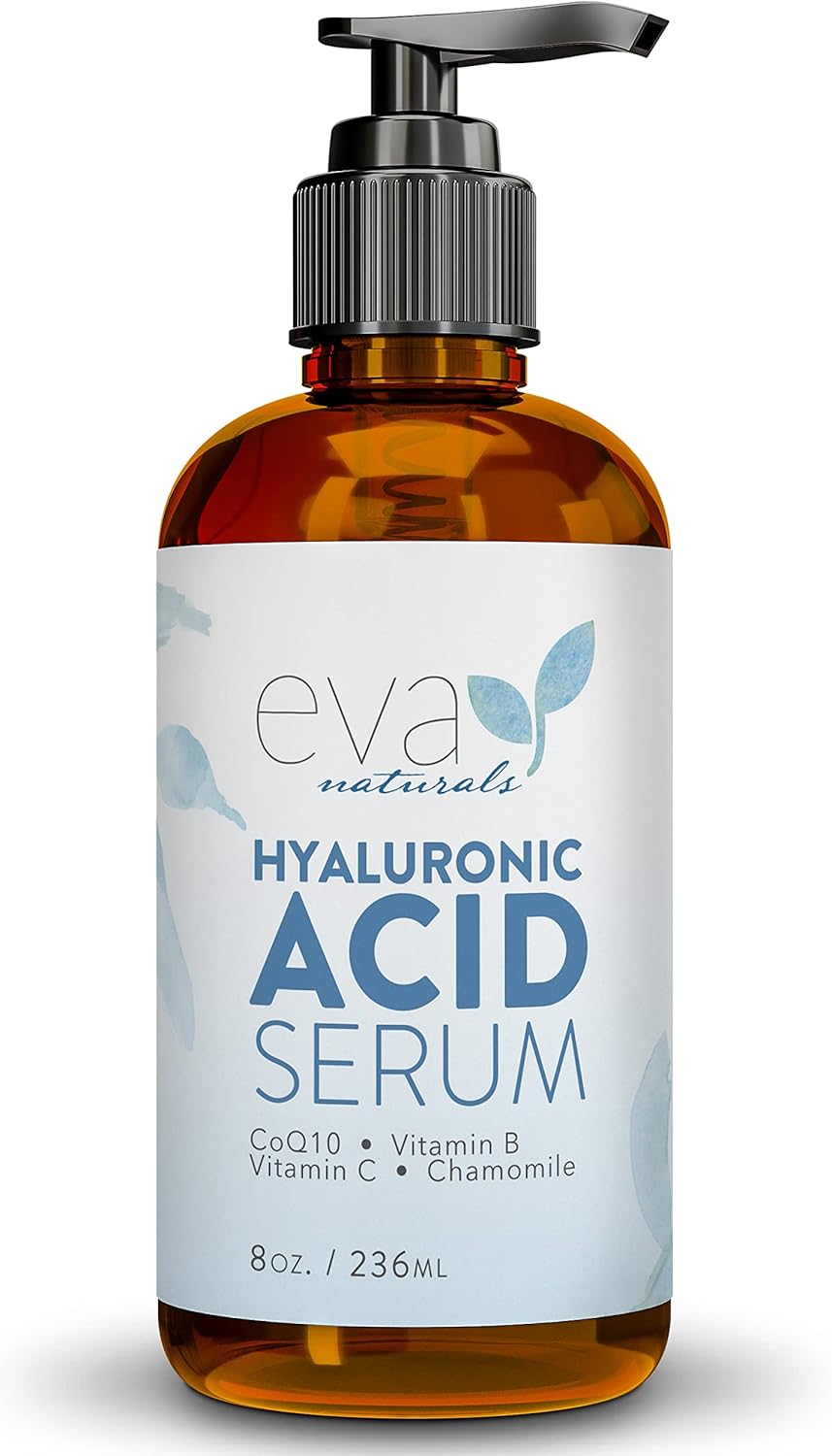 Eva Naturals Anti-Aging Hyaluronic Acid Serum For Face - Professional & Potent Hydrating Anti-Wrinkle Formula For Fine Line & Uneven Skin Tone - Contains Vitamin C, B, & E, Paraben Free (240 ml)-0