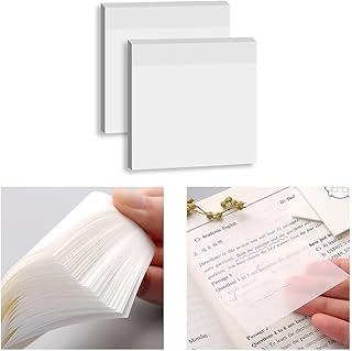 100pcs Transparent Sticky Notes Self-Stick Note Pads, Clear Notes 75mm*75mm Transparent Self Adhesive Removable Perfect for Studying and Writing in Text Books and Office