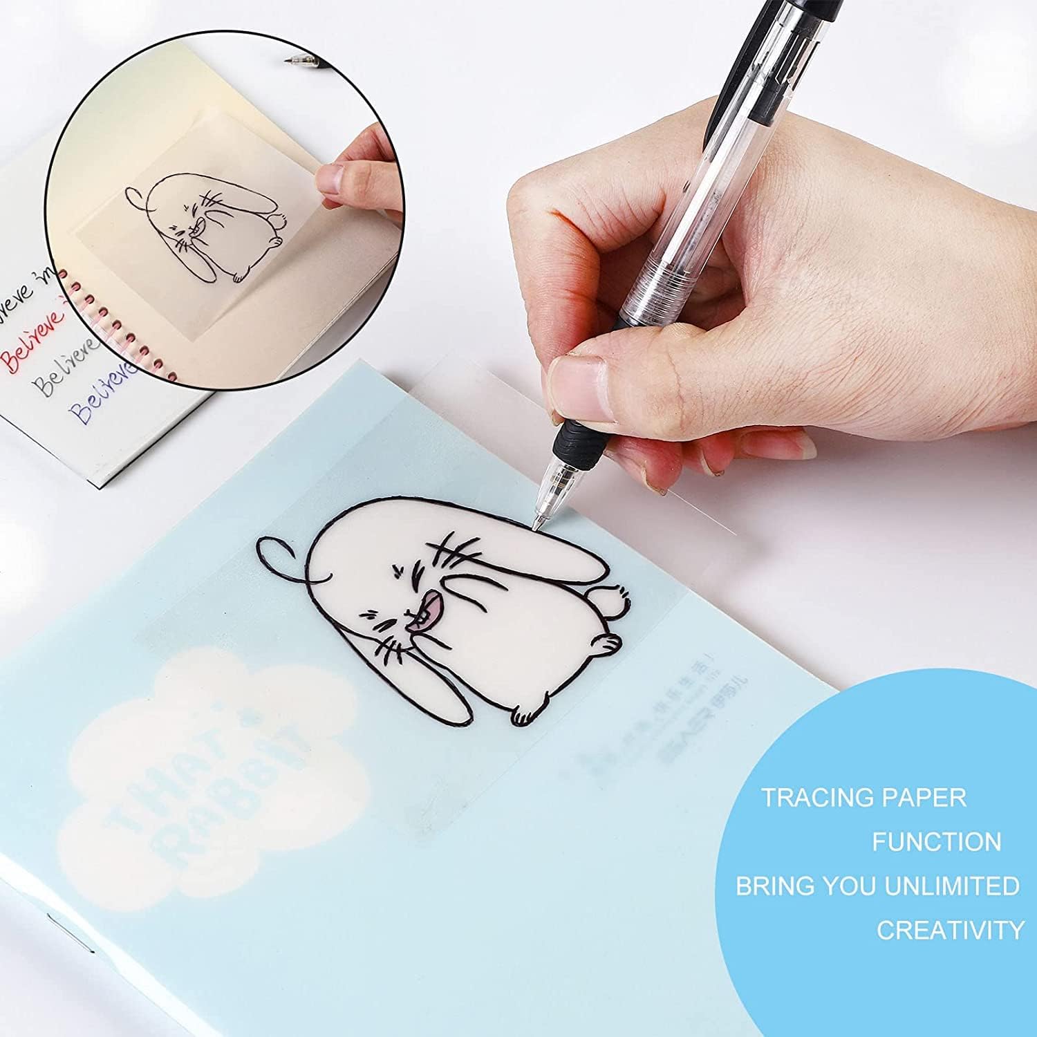 100pcs Transparent Sticky Notes Self-Stick Note Pads, Clear Notes 75mm*75mm Transparent Self Adhesive Removable Perfect for Studying and Writing in Text Books and Office-5