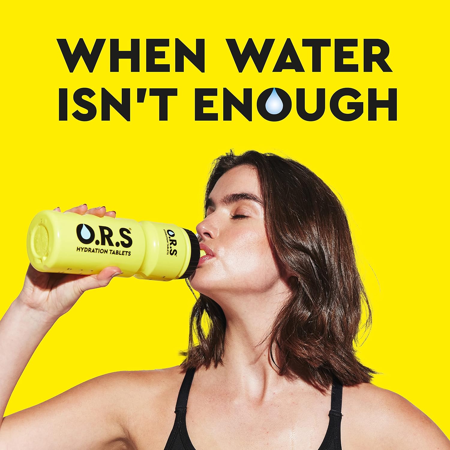 O.R.S Hydration Official Sports Reusable Water Bottle, for Kids or Adults, BPA-Free Drinking Bottle with Transparent Measuring Strip & Sports Cap, Leak Proof, 750ml, Yellow-2