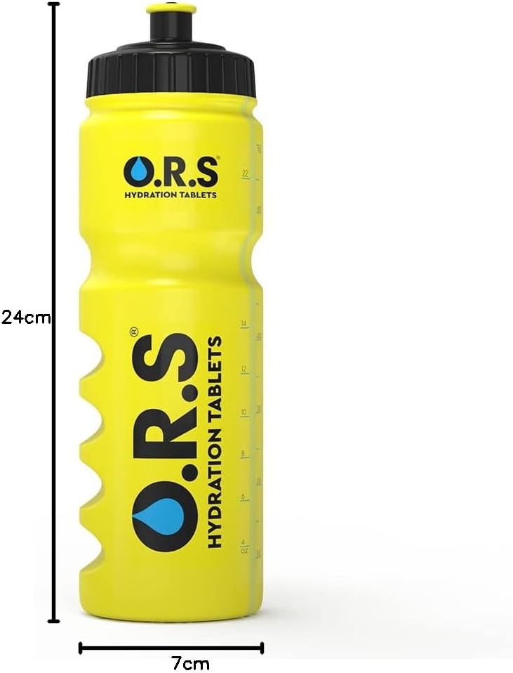 O.R.S Hydration Official Sports Reusable Water Bottle, for Kids or Adults, BPA-Free Drinking Bottle with Transparent Measuring Strip & Sports Cap, Leak Proof, 750ml, Yellow-6