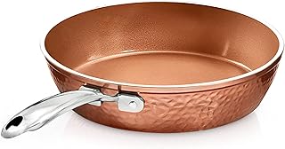 Gotham Steel Hammered Copper Collection – 9.5 Inch Nonstick Fry Pan Premium Cookware, Aluminum Composition with Induction Plate for Even Heating, 100 Percent PFOA Free, Metal Utensil