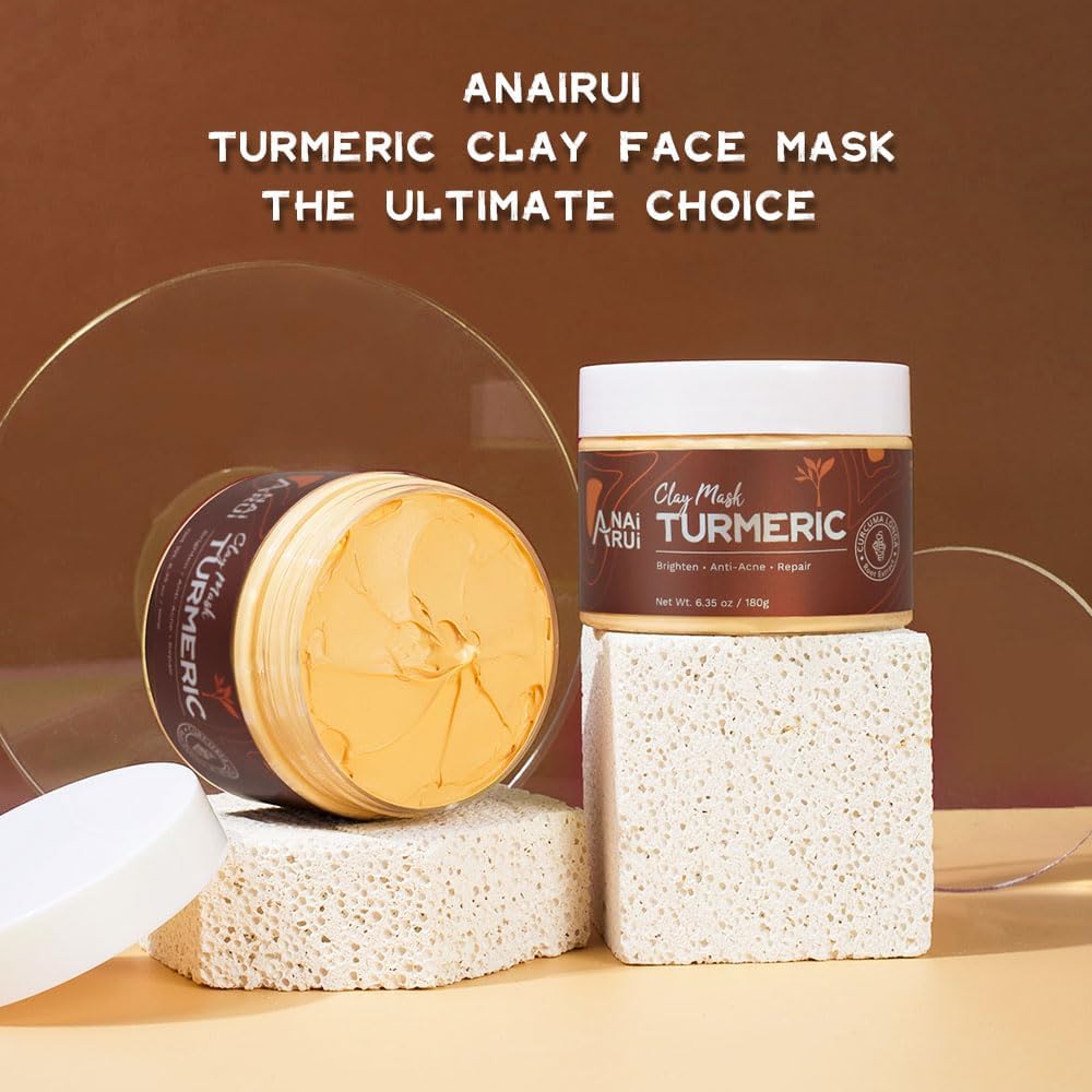 ANAI RUI Turmeric Clay Mask, Vitamin C Facial Mask with Turmeric & Kolin Clay, Cleasning Mask for Acne, Pores, Radiant & Smooth Skin, 6.35 oz-5