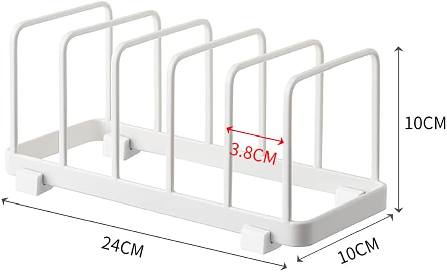 YunNasi Plate Storage Rack, Vertical Plate Rack Drainer, Cutting Boards, Bakeware, Serving Trays Holder, Lid Organizer, Cabinet Dish Rack (White, 2 Packs)-6