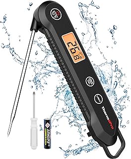 ThermoPro TP03H Instant Read Meat Thermometers with Foldable Temperature Probe, IPX6 Waterproof Food Thermometer with Calibration & Lock Function Cooking Thermometer for Air Fryers, Kitchen, BBQ Oven