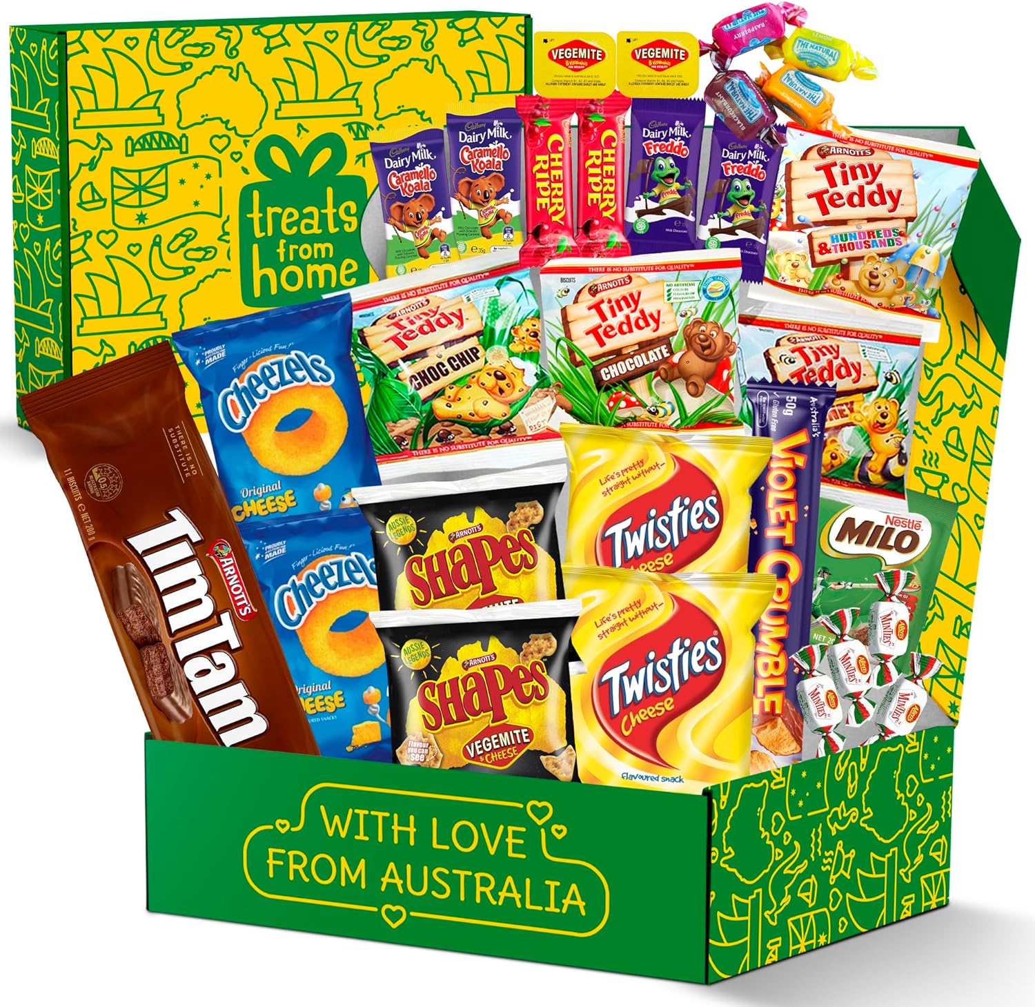 Ultimate Australian Snacks and Candy Box 29-Piece - Authentic Aussie Gifts featuring Arnott's Tim Tams, Vegemite, and More - Ideal Australian Food Treats for Expats, Birthday Gifts-0