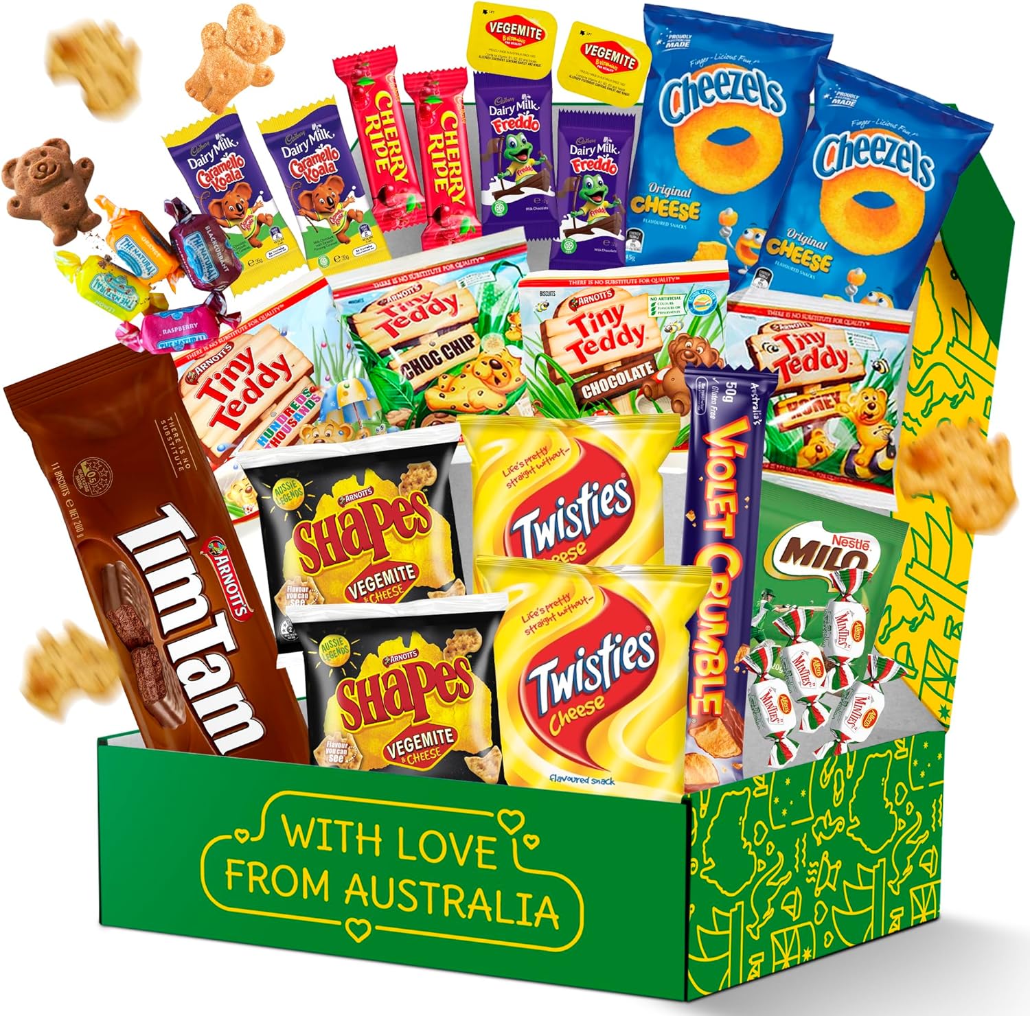 Ultimate Australian Snacks and Candy Box 29-Piece - Authentic Aussie Gifts featuring Arnott's Tim Tams, Vegemite, and More - Ideal Australian Food Treats for Expats, Birthday Gifts-1