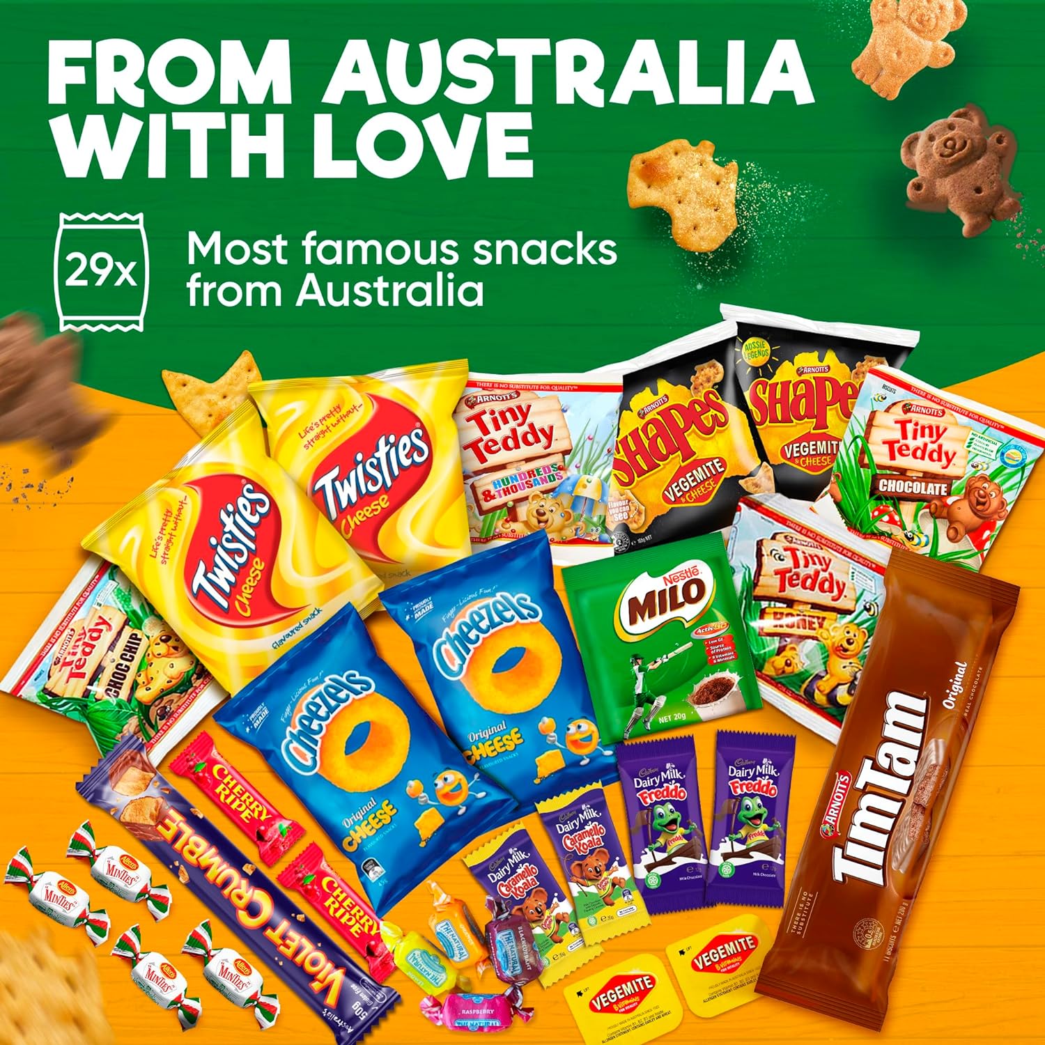 Ultimate Australian Snacks and Candy Box 29-Piece - Authentic Aussie Gifts featuring Arnott's Tim Tams, Vegemite, and More - Ideal Australian Food Treats for Expats, Birthday Gifts-6