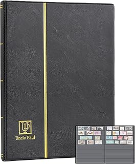 Stamp Album Stockbook, 160 Pockets 20 Black Sides Leatherette Padded Black Cover, Collection Storage Folder for Paper Money Stamps AS0108BK