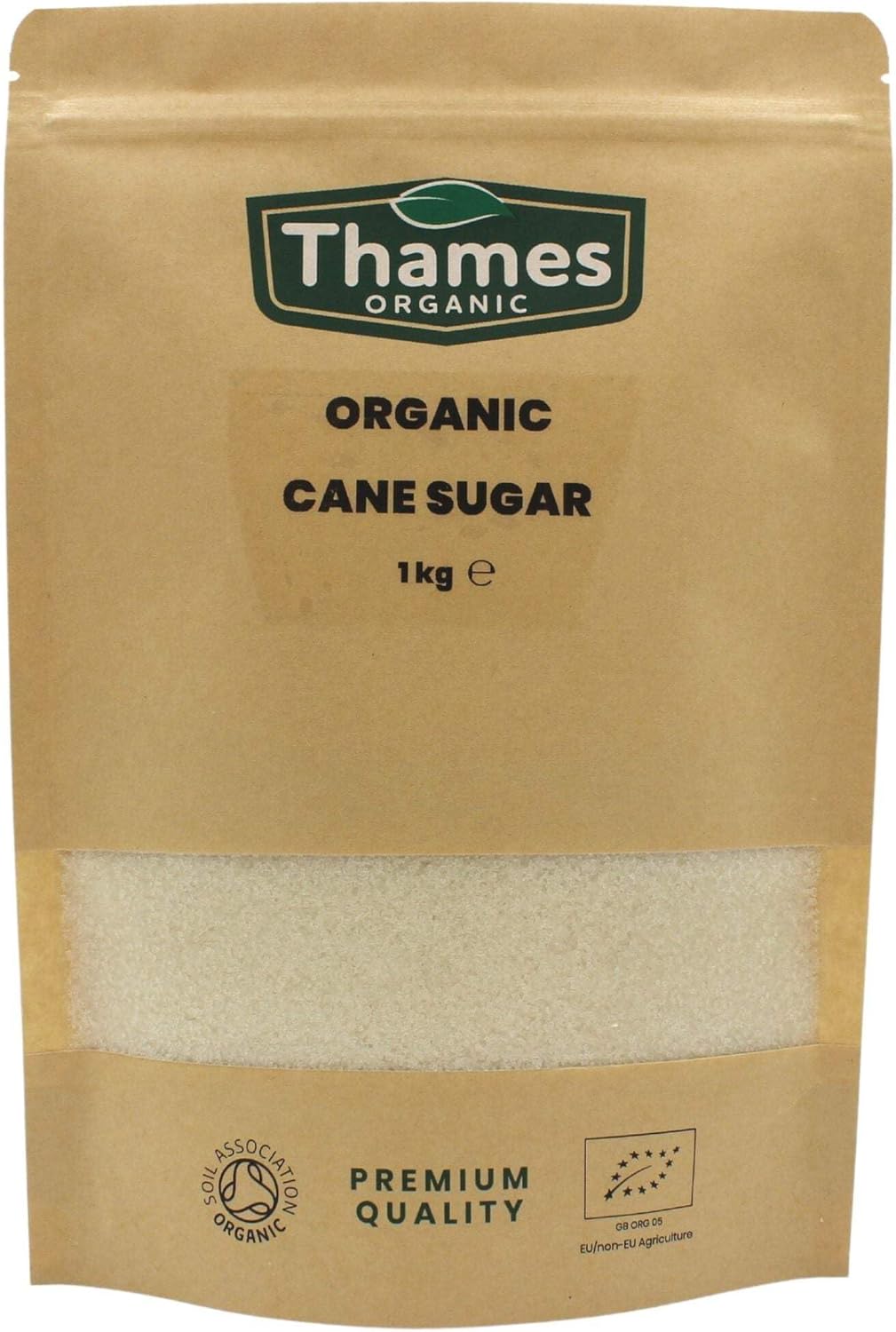 Organic Cane Sugar - No Additives or Preservatives, Vegan, GMO Free, Certified Organic - Perfect for Baking and Sweetening Drinks Naturally - Thames Organic 1 kg-0