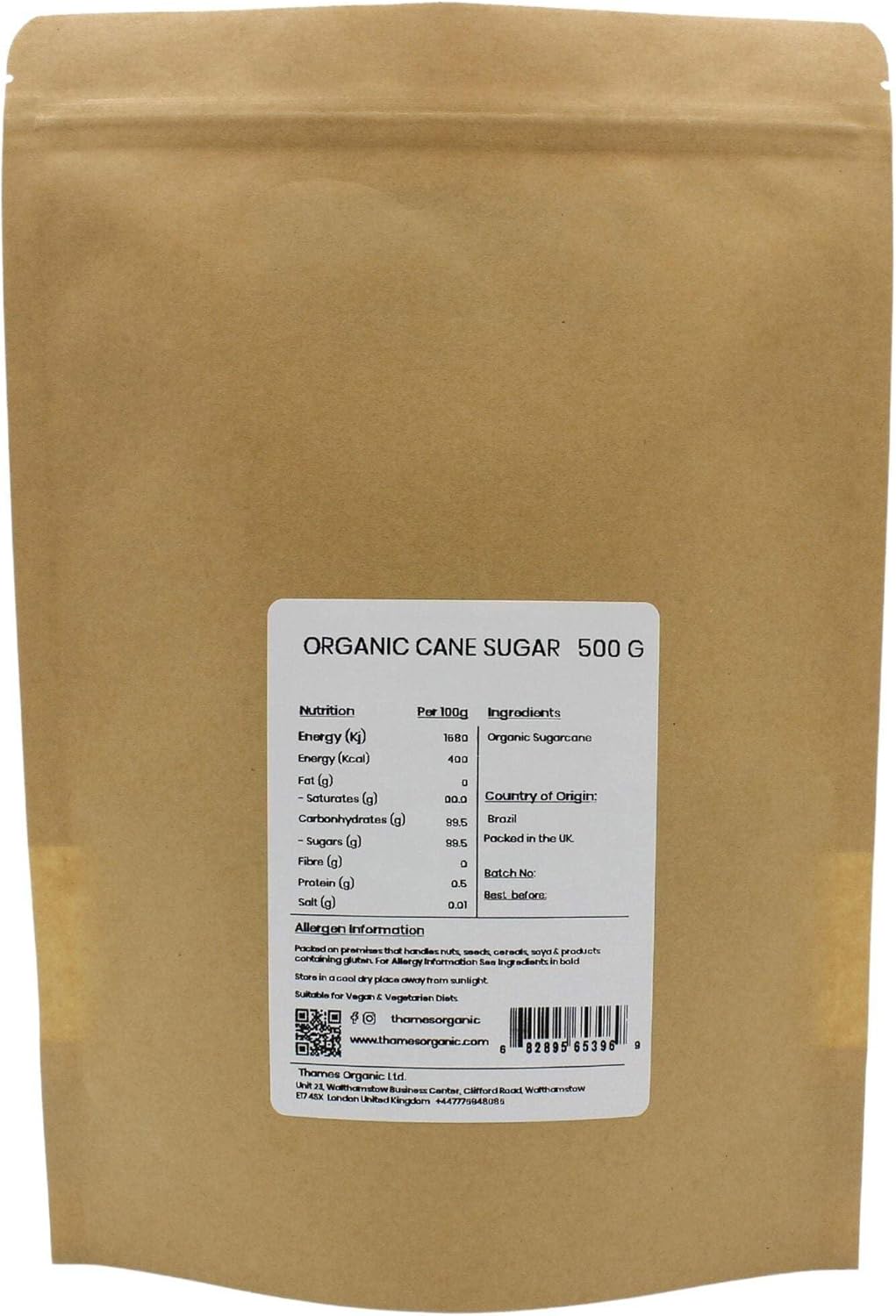 Organic Cane Sugar - No Additives or Preservatives, Vegan, GMO Free, Certified Organic - Perfect for Baking and Sweetening Drinks Naturally - Thames Organic 1 kg-6