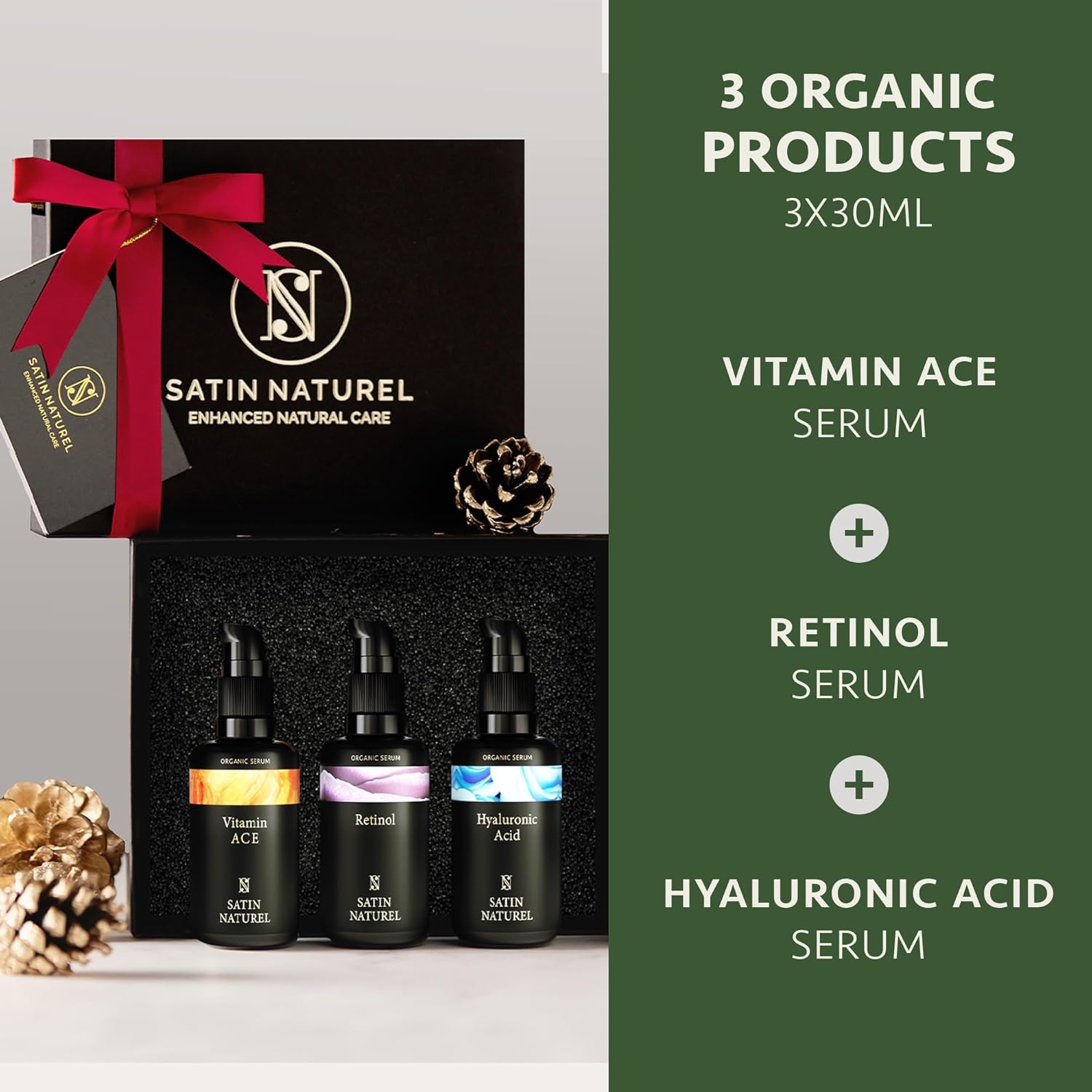 Christmas Gifts for Women - Gifts for Her Beauty Gift Box with Hyaluronic Acid Serum for Face + Vitamin C Serum + Retinol Serum 3x30ml Skincare Christmas Gifts for Mum Christmas Gifts for Her-4