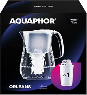 AQUAPHOR Water Filter Jug Orleans with 1x A5 350 litre Cartridge with enriched Magnesium, Reduces Chlorine and limescale, White 4.2 litres total capacity