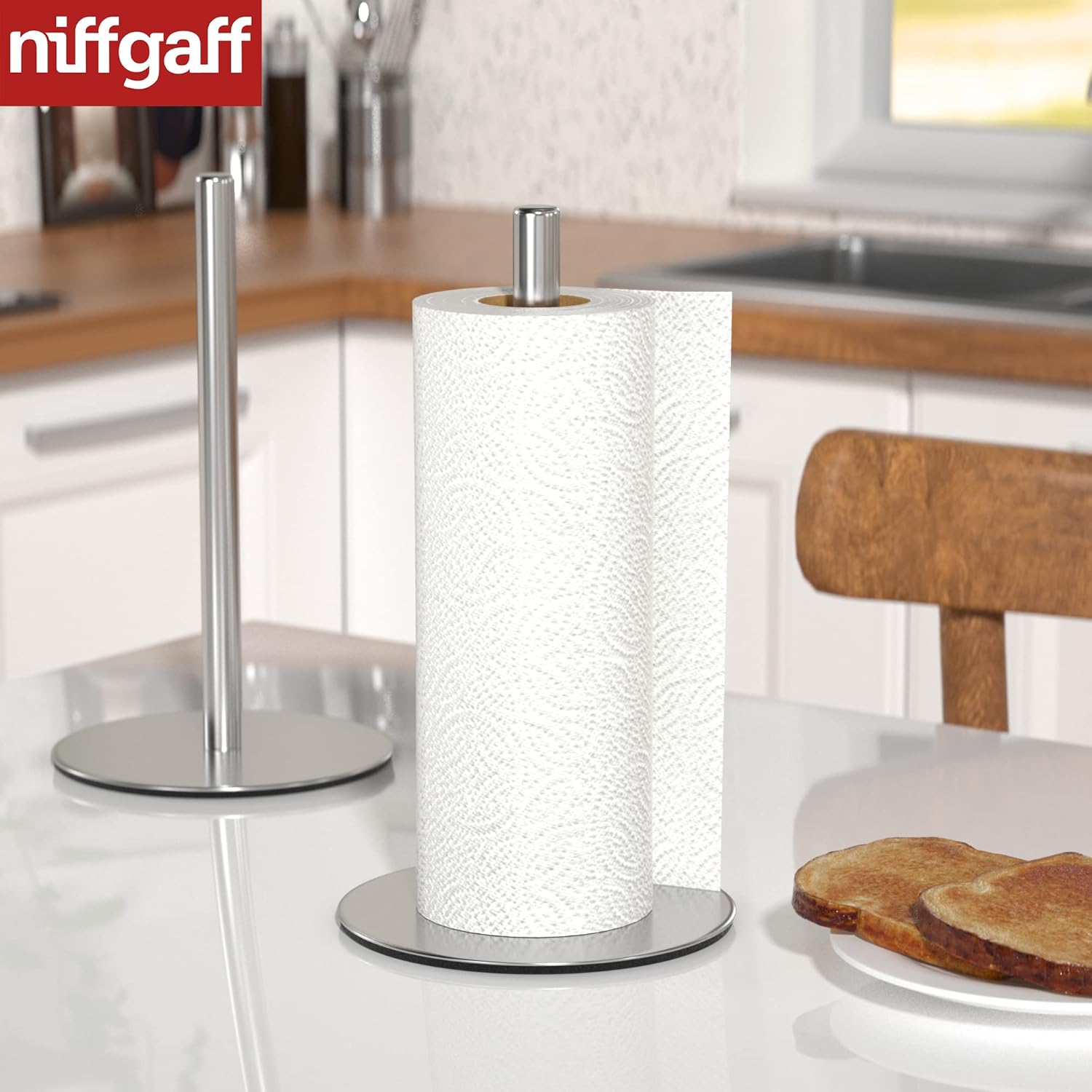 Kitchen Roll Holders Silver Free Standing Paper Towel Holder, Premium Stainless Steel Kitchen Towel Holder For Kitchen Rolls Organizer, Classic Fashion Kitchen Roll Dispenser Suit For Any Kitchen-6