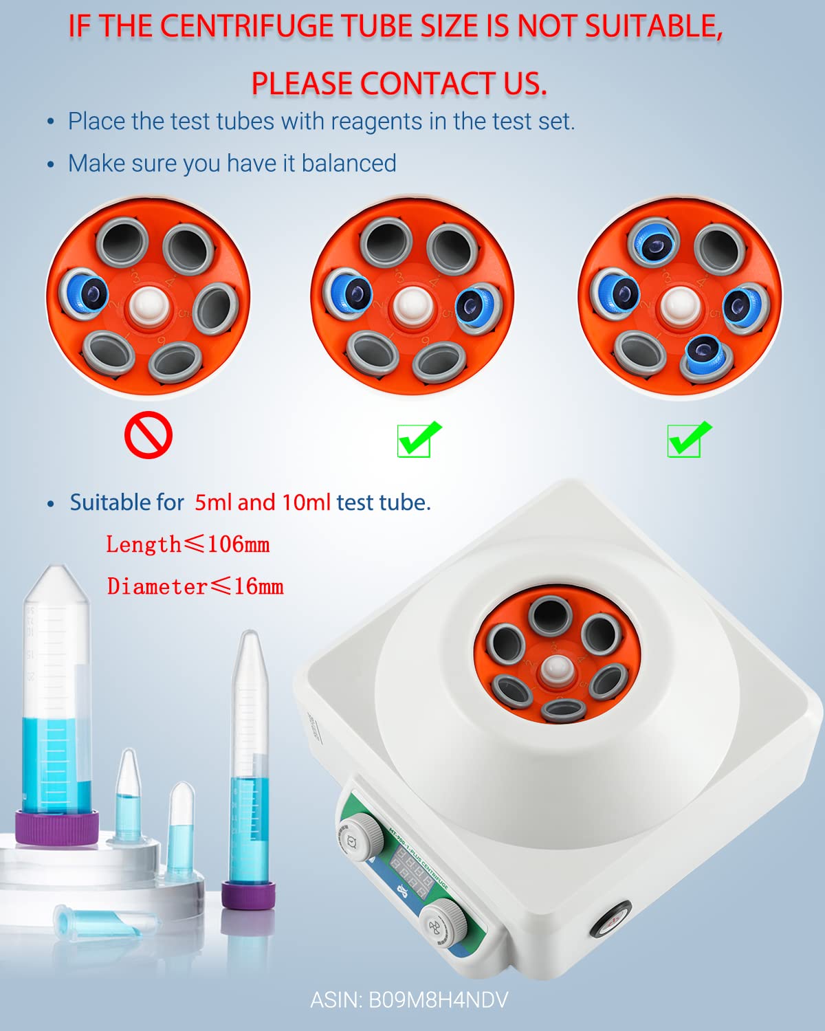 Mxmoonant Lab Centrifuge, 4000rpm, 6x15ml, 1685xg, 60min Timer, 1.7kg, 230x258x172mm, Capable of 15ml/10ml/5ml Test Tubes, for Separation of Samples, Qualitative Analysis (UK Plug)-3