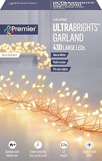 Premier Decorations Ultrabrights Garland Multi-Action 430 LED with Rose Wire - Warm White