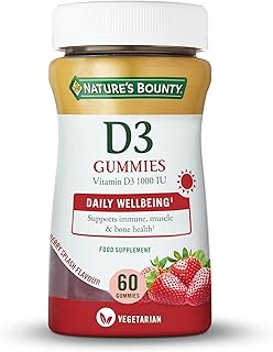 Nature's Bounty Vitamin D3 1000 IU Gummies - Pack of 60 Coated Capsules - Supports Immune, Bone, and Muscle Health