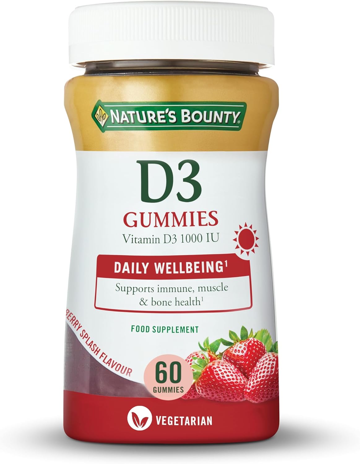 Nature's Bounty Vitamin D3 1000 IU Gummies - Pack of 60 Coated Capsules - Supports Immune, Bone, and Muscle Health-0