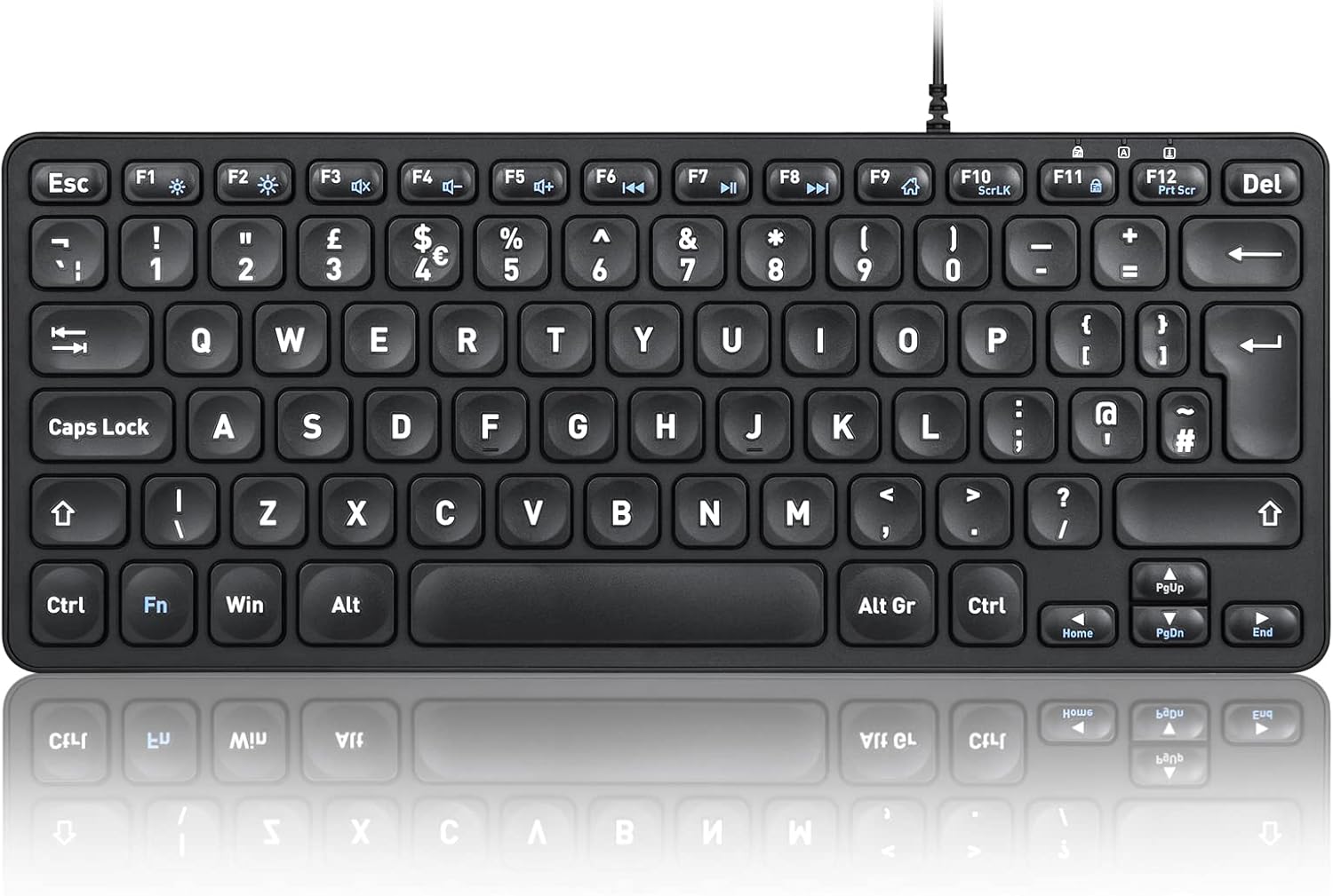 Perixx PERIBOARD-432 Wired USB Keyboard, Slim Design with Big Font Keys, UK QWERTY-0