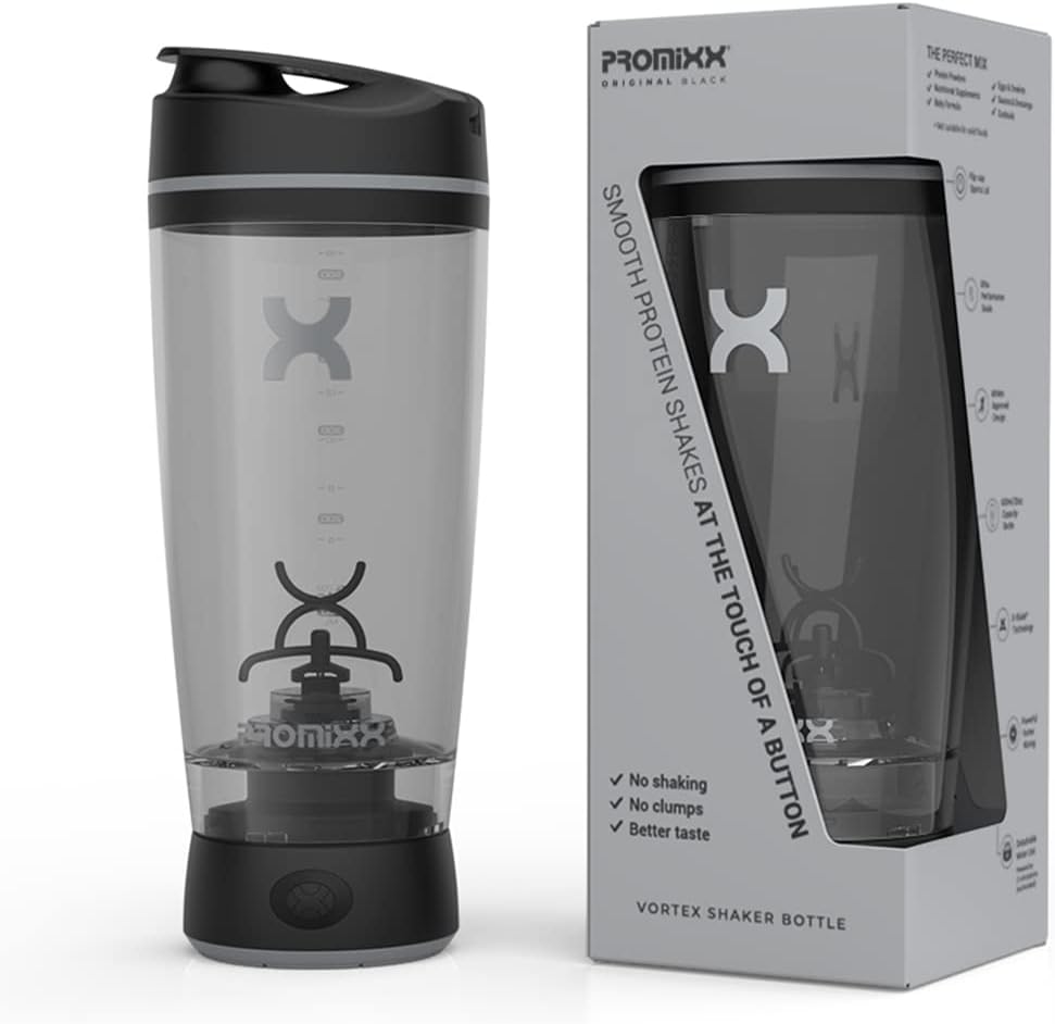 Promixx Original Shaker Bottle - Battery-powered for Smooth Protein Shakes - BPA Free, 600ml Cup (Black)-1