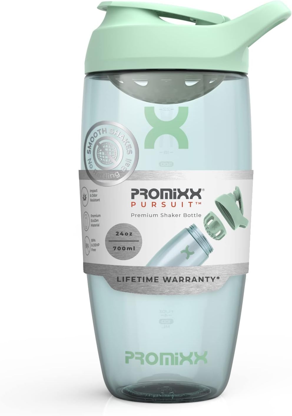 Promixx Pursuit Protein Shaker Bottle - Premium Shaker for Protein Shakes - Lifetime Durability, Leakproof, Odourless - 700ml / 24oz (Seagrass Green)-0