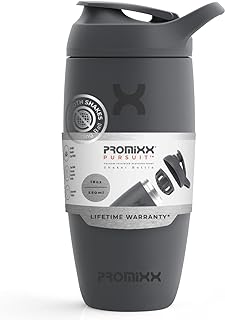 Promixx Pursuit Shaker Bottle Insulated Stainless Steel Water Bottle and Blender Cup, 550ml, Graphite