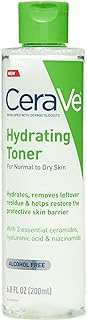 CeraVe Hydrating Toner for Face Non-Alcoholic with Hyaluronic Acid, Niacinamide, and Ceramides for Sensitive Dry Skin, Fragrance-Free Non Comedogenic, Full Size, 6.8 Fl Oz