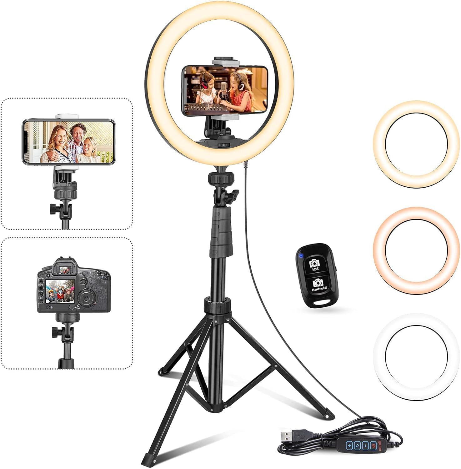 UBeesize Ring Light with Tripod, 12 Inch Selfie Ring Light with 62 Inch Tripod Stand for Live Stream/Makeup/YouTube Video/Photography-0