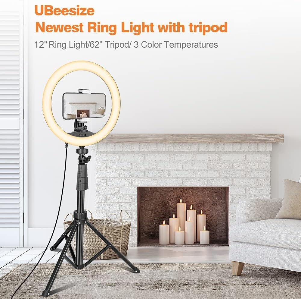 UBeesize Ring Light with Tripod, 12 Inch Selfie Ring Light with 62 Inch Tripod Stand for Live Stream/Makeup/YouTube Video/Photography-6