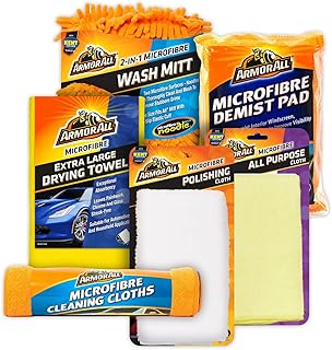 Armor All, 7-Piece Microfibre Car Cleaning Kit, For Interior and Exterior Car Cleaning Use, High Absorbency, Soft and Streak Free Drying for Paintwork and Glass, Ideal for Car & Motorcycle Detailing