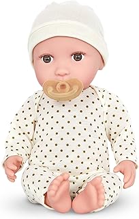 Babi Baby doll with cream clothes and pacifier - Soft 36 cm doll with light skin tone and brown eyes - toy from 2 years