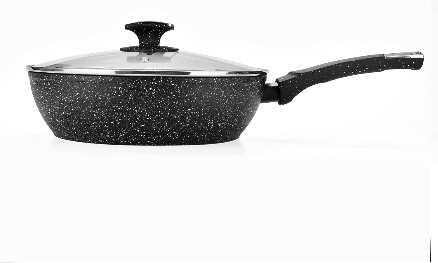 Rainberg Deep Frying Pan, Frying Pan with Lid, Granite Frying Pan Nonstick, Nonstick Frying Pans with Lid, Stone Frying Pan with Lid, Induction Compatible(Black Deep FryPan, 28cm)-1