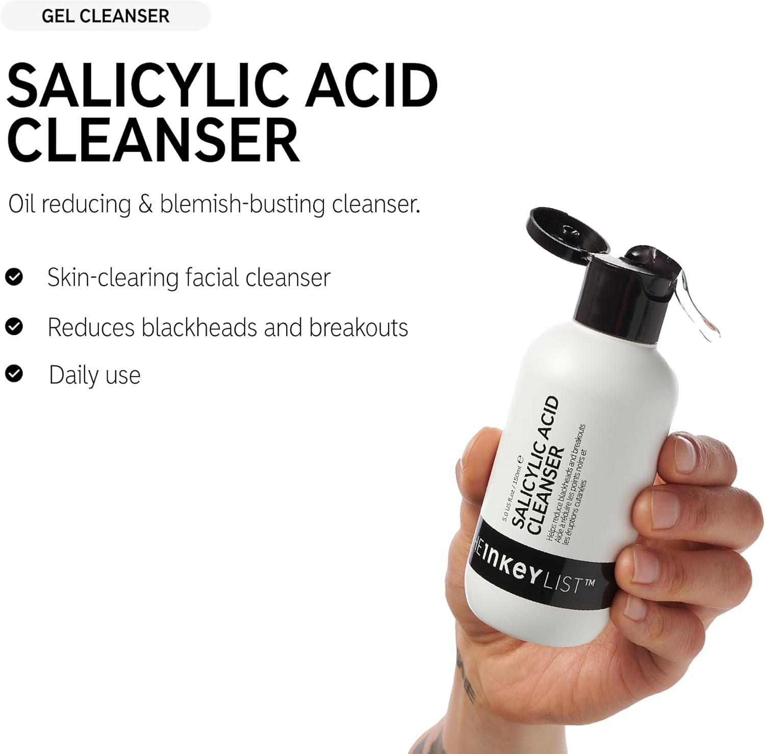 The INKEY List 2% Salicylic Acid Cleanser to Reduce Blackheads and Breakouts for Oily Blemish Prone Skin 150ml-1