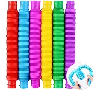 Udewo 12 PCS Mini Pop Tubes, Colourful Tubes Sensory Toys Stretch Pipe Toy Fidget Tube Toys Pull Tubes Fidget Toys Sensory Stretch Tubes Fun Tubes for Autism Children Kids Adult Reduce Anxiety