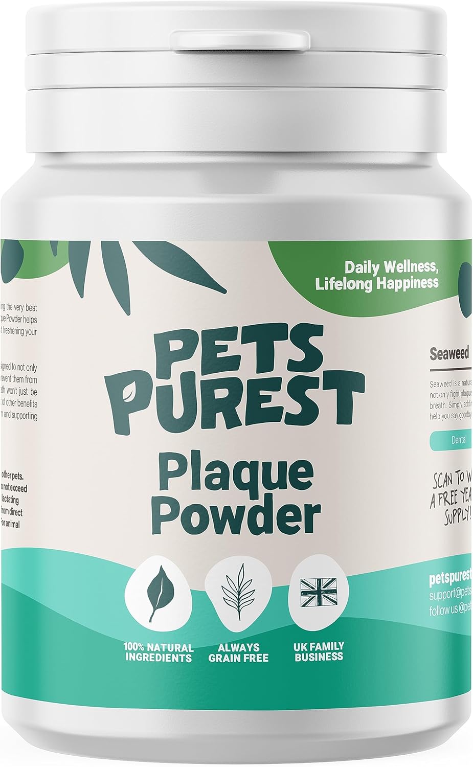 Pets Purest Plaque Off Powder - 185g Plaque Pro Tartar & Plaque Remover for Dogs, Cats & Pet. 100% Natural Bad Breath, Teeth & Gum Disease Oral Health Hygiene Dental Care Formula-0