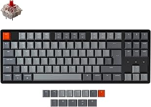 Keychron K8 Tenkeyless Wireless Mechanical Keyboard for Mac, Bluetooth ISO-UK-Layout RGB Backlight Multitasking Type-C Wired Gaming Keyboard for Windows with Gateron Red Switch, Aluminum Frame