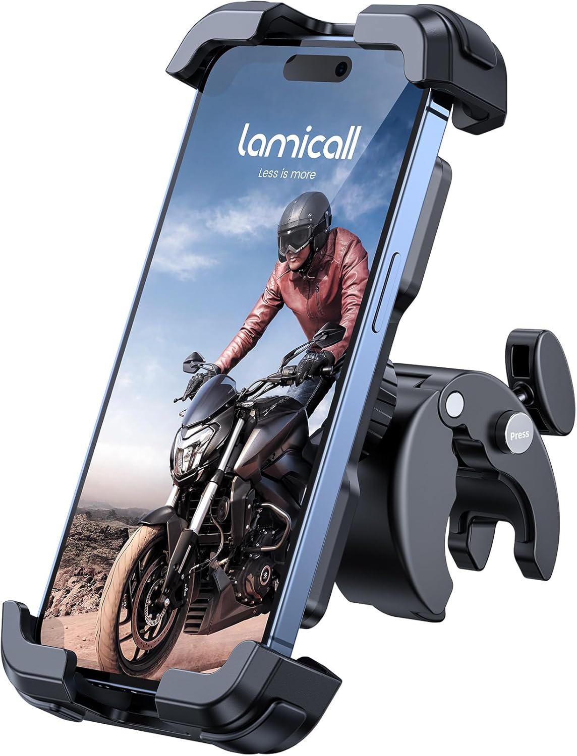 Lamicall Motorcycle Phone Holder Bike - Motorbike Phone Mount, Bike Phone Holder with Quick Release Handlebar Clamp for iPhone 16 15 14 Pro Max Plus, 13 12 11 Pro Max Mini, Xs XR X, SE, 4.7-6.8” Phone-0